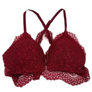 La Senza Maroon Lace Front closure Halter Bra Size Small
